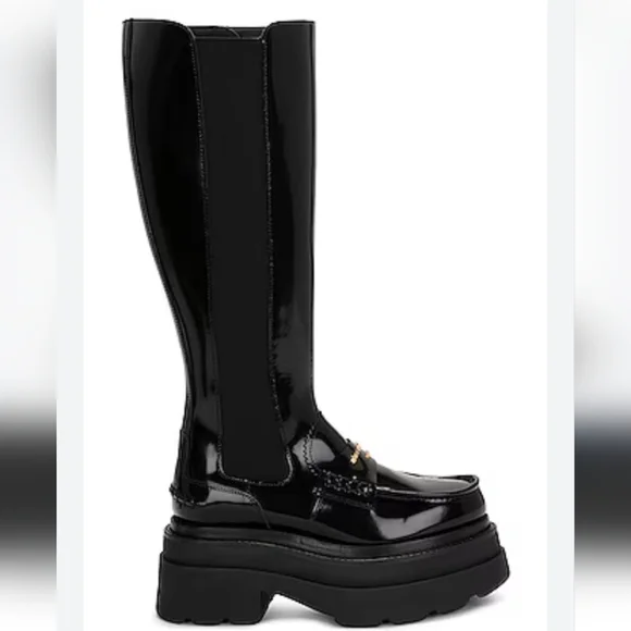 NWT$995 Alexander Wang Carter Black Patent Leather Platform Tall Boots Sz 38 - Picture 3 of 16